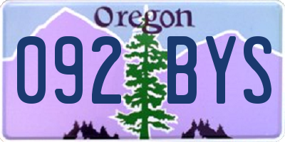 OR license plate 092BYS