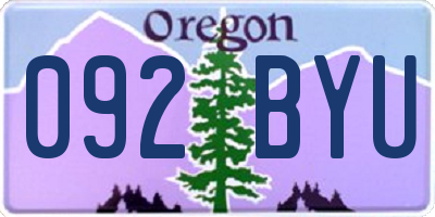 OR license plate 092BYU