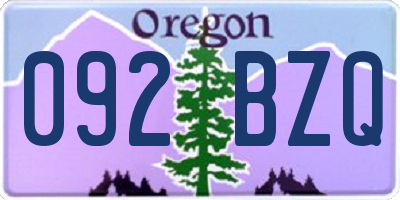 OR license plate 092BZQ