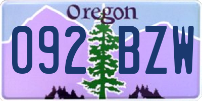 OR license plate 092BZW