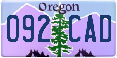 OR license plate 092CAD