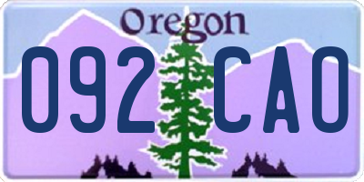 OR license plate 092CAO