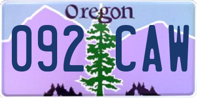 OR license plate 092CAW