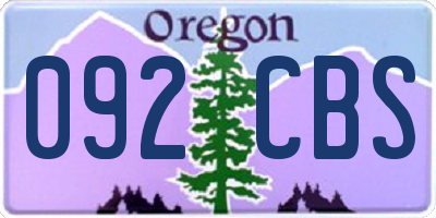 OR license plate 092CBS
