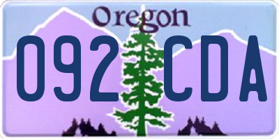 OR license plate 092CDA