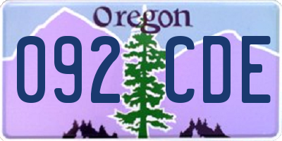 OR license plate 092CDE