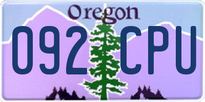 OR license plate 092CPU
