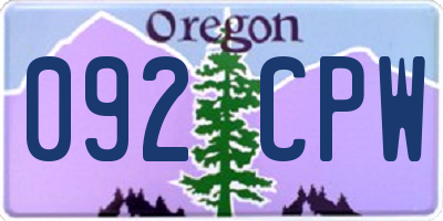 OR license plate 092CPW