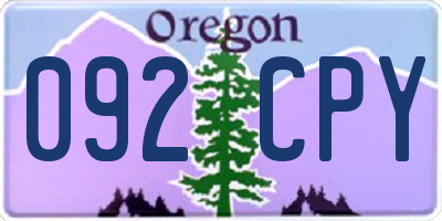 OR license plate 092CPY