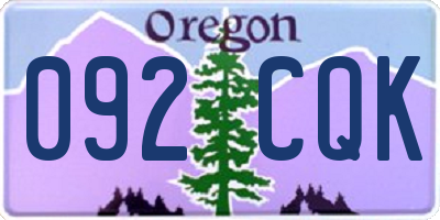 OR license plate 092CQK