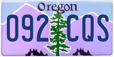 OR license plate 092CQS