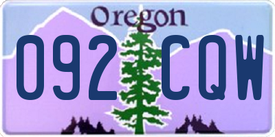 OR license plate 092CQW