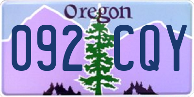 OR license plate 092CQY