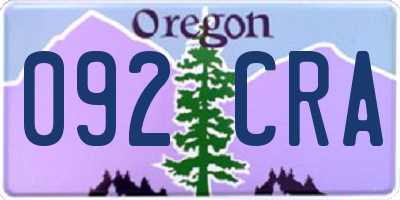 OR license plate 092CRA