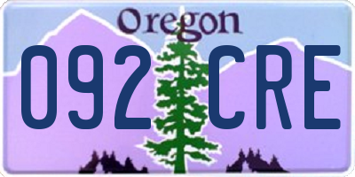 OR license plate 092CRE