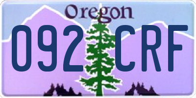 OR license plate 092CRF