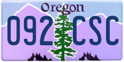 OR license plate 092CSC