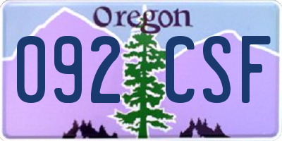 OR license plate 092CSF