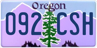 OR license plate 092CSH