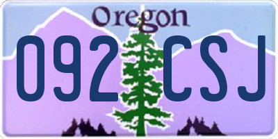 OR license plate 092CSJ