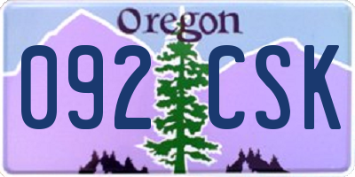 OR license plate 092CSK