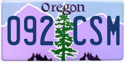 OR license plate 092CSM