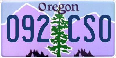 OR license plate 092CSO
