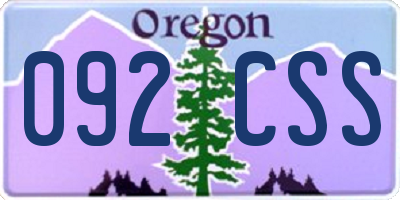 OR license plate 092CSS