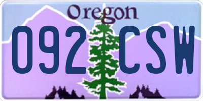 OR license plate 092CSW