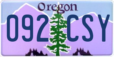OR license plate 092CSY