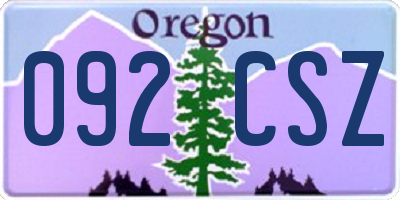 OR license plate 092CSZ