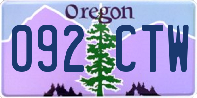 OR license plate 092CTW