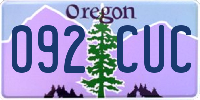 OR license plate 092CUC