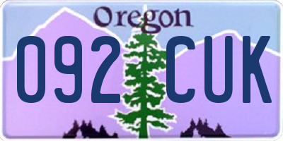 OR license plate 092CUK