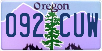 OR license plate 092CUW