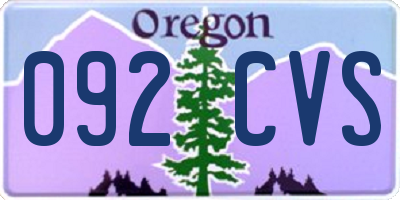 OR license plate 092CVS