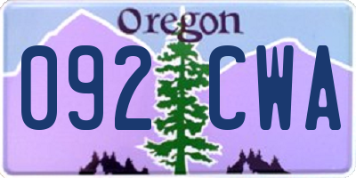 OR license plate 092CWA