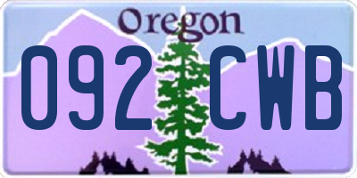 OR license plate 092CWB
