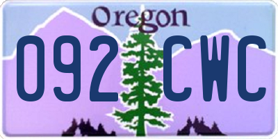 OR license plate 092CWC