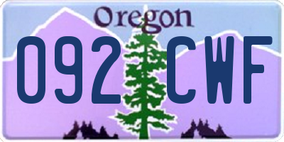 OR license plate 092CWF