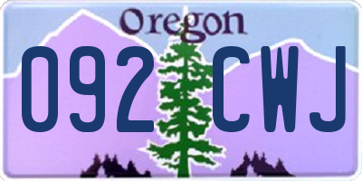 OR license plate 092CWJ