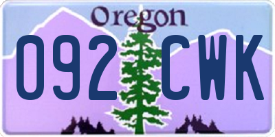 OR license plate 092CWK