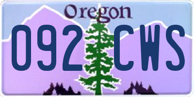 OR license plate 092CWS