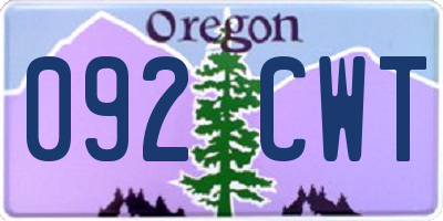 OR license plate 092CWT