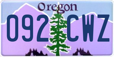 OR license plate 092CWZ