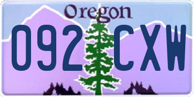 OR license plate 092CXW