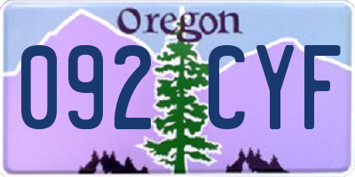OR license plate 092CYF