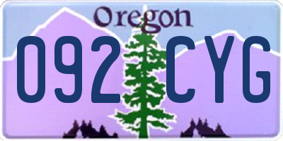 OR license plate 092CYG