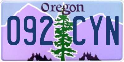 OR license plate 092CYN