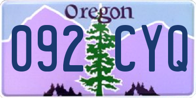 OR license plate 092CYQ